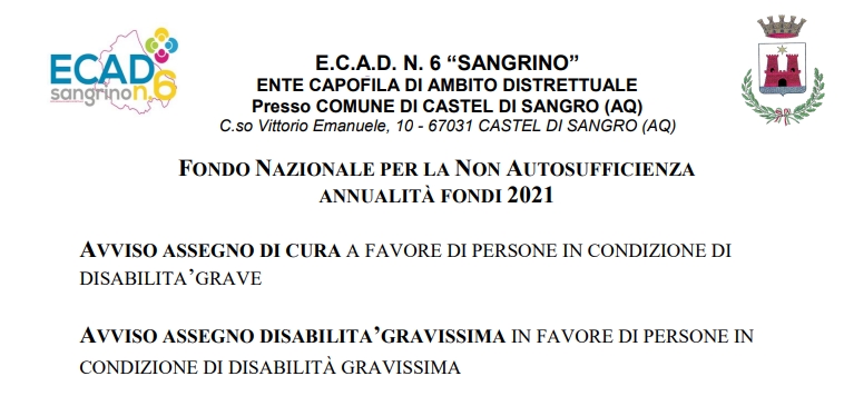 Fondo Nazionale per la non autosufficienza – Annualità fondi 2021 